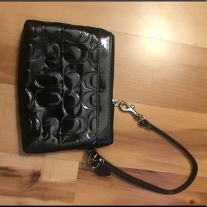 Authentic Coach Black Patent Leather Wristlet